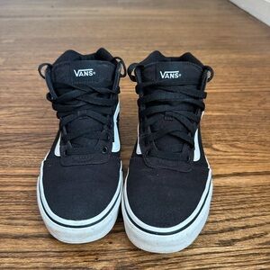 Vans Black and White High-Top Skate Shoes